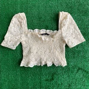 Zara -cream shoulder crop top
